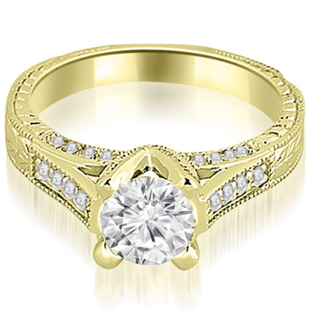 0.70 Cttw Round Cut 18k Yellow Gold Diamond Engagement Ring