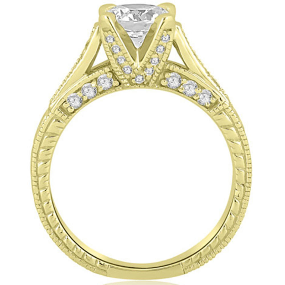 1.00 cttw. 18K Yellow Gold Antique Cathedral Round Cut Diamond Engagement Set (I1, H-I)