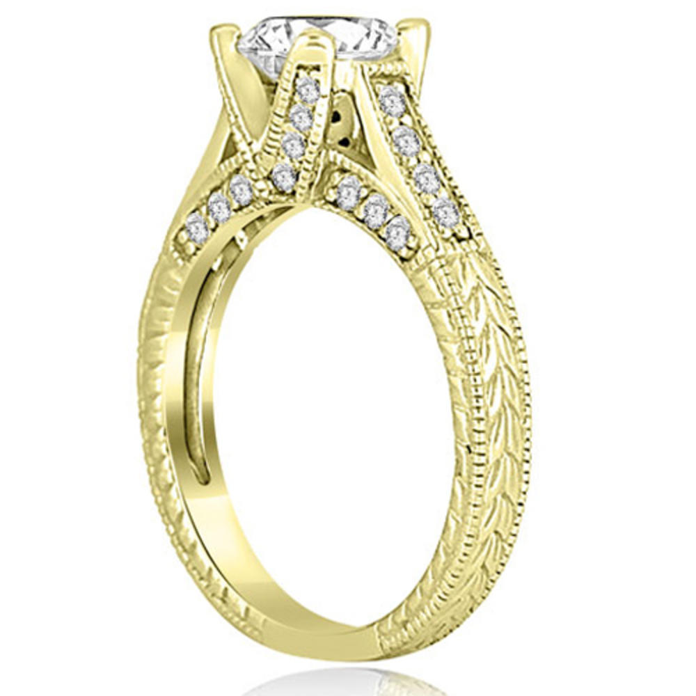 1.00 cttw. 18K Yellow Gold Antique Cathedral Round Cut Diamond Engagement Set (I1, H-I)