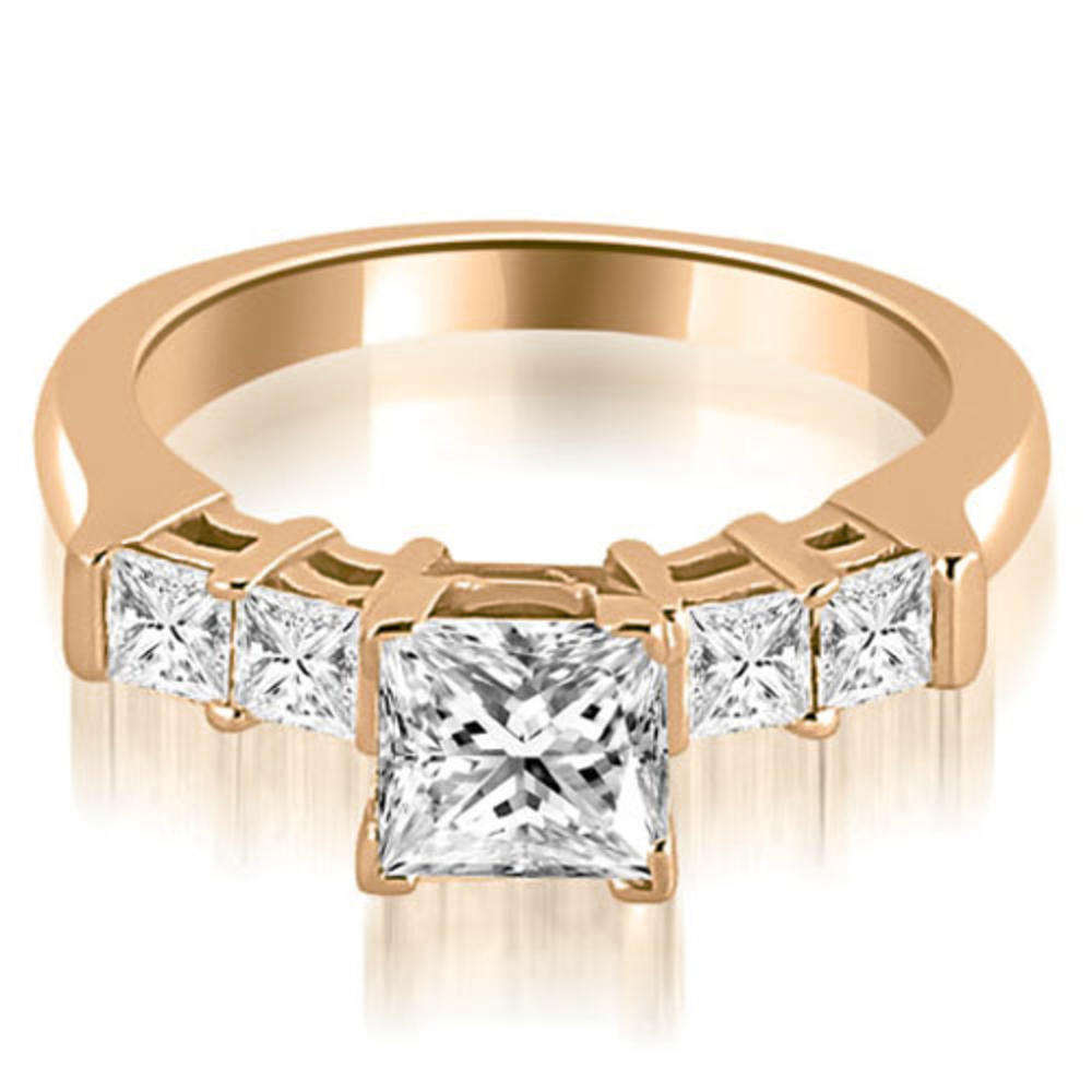1.50 cttw. 14k Rose Gold Princess Cut Diamond Engagement Bridal Set