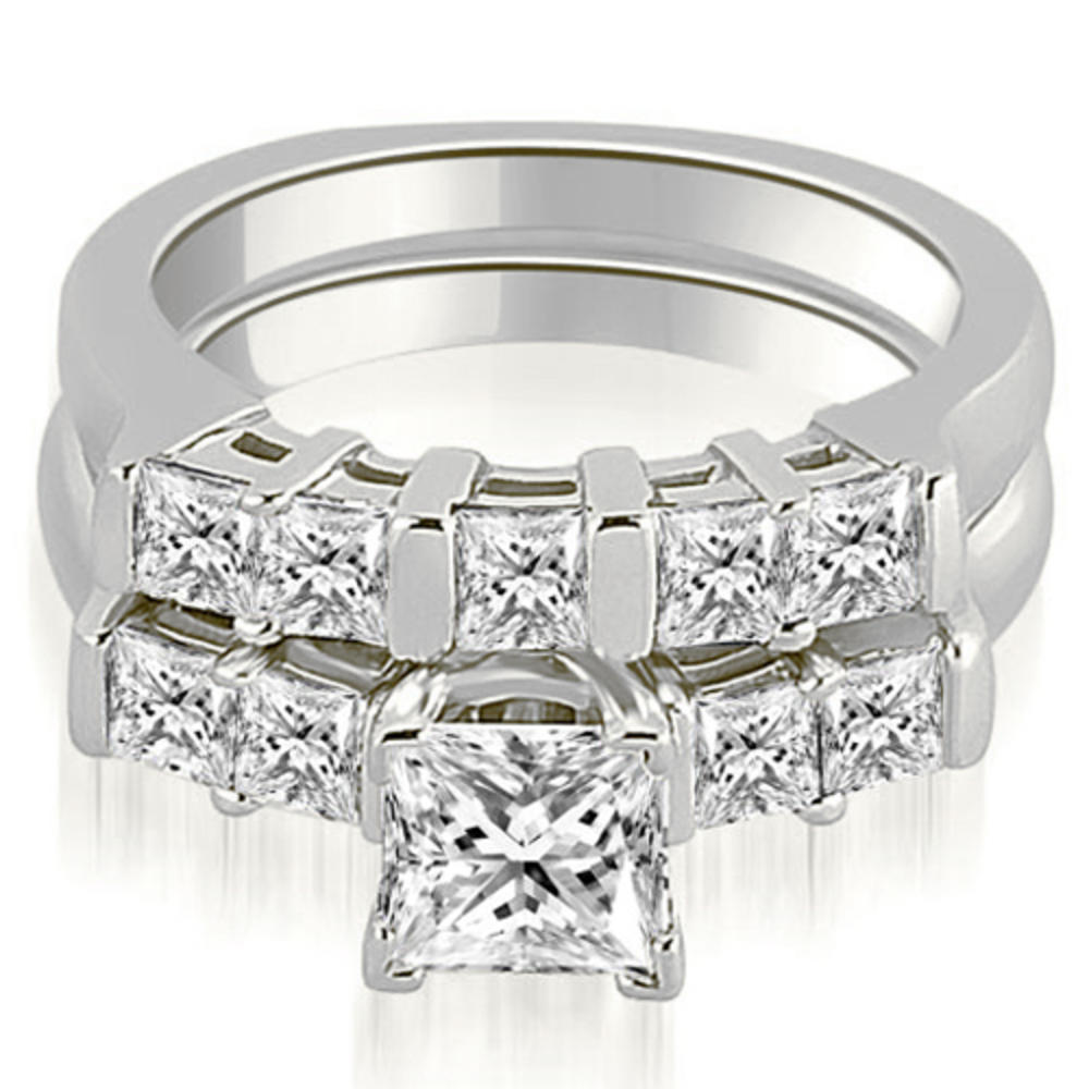 1.50 Cttw Princess Cut 14K White Gold Diamond Bridal Set