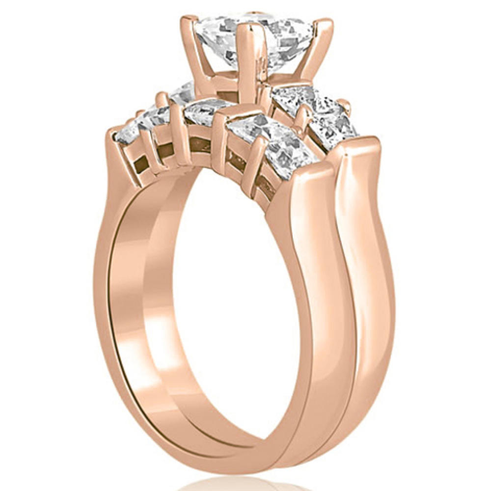 1.45 cttw. 18K Rose Gold Princess Cut Diamond Engagement Bridal Set (I1, H-I)