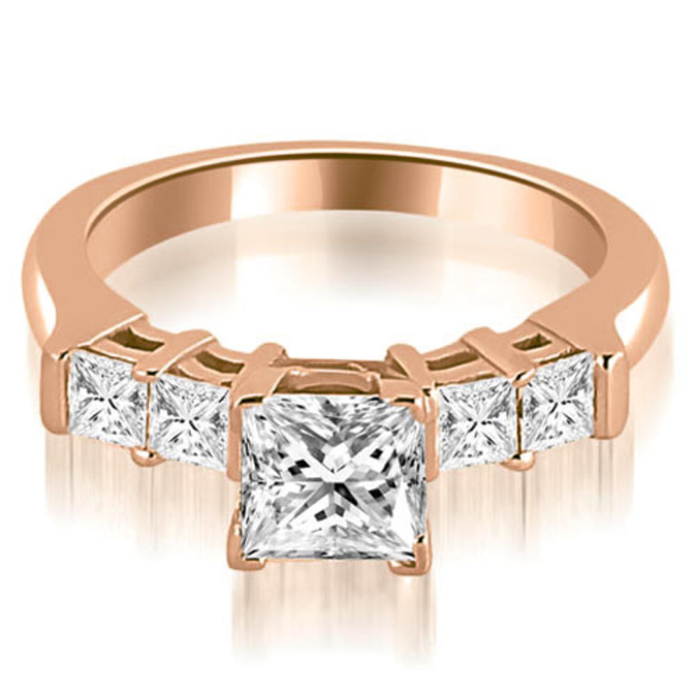 1.50 cttw. 18K Rose Gold Princess Cut Diamond Engagement Bridal Set (I1, H-I)