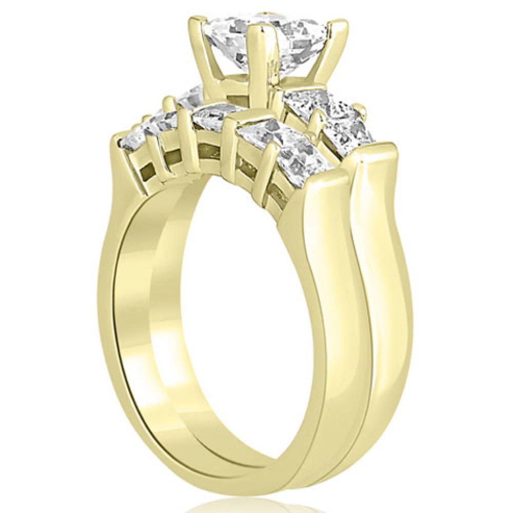 1.75 cttw. 18K Yellow Gold Princess Cut Diamond Engagement Bridal Set (I1, H-I)