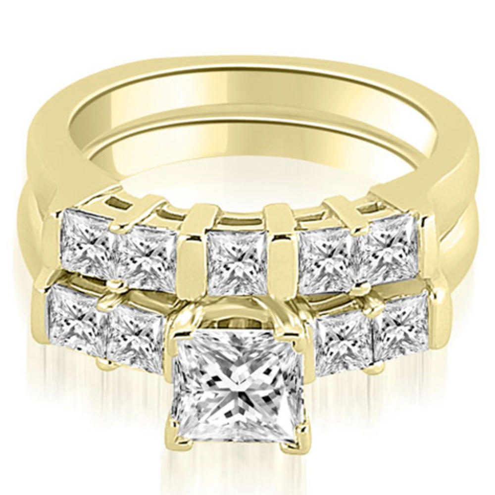 1.45 cttw. 18K Yellow Gold Princess Cut Diamond Engagement Bridal Set (I1, H-I)