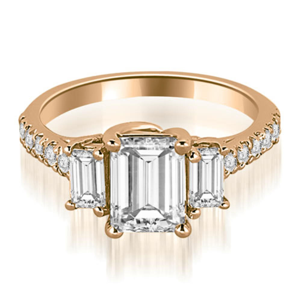 2.00 cttw. 14K Rose Gold Lucida Three-Stone Diamond Emerald Cut Bridal Set (I1, H-I)