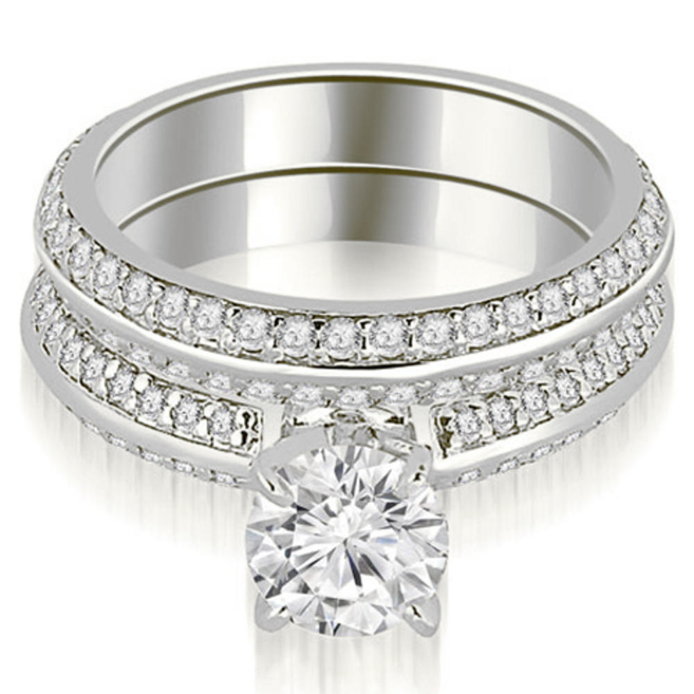 1.40 Cttw. Round Cut 18K White Gold Diamond Bridal Set