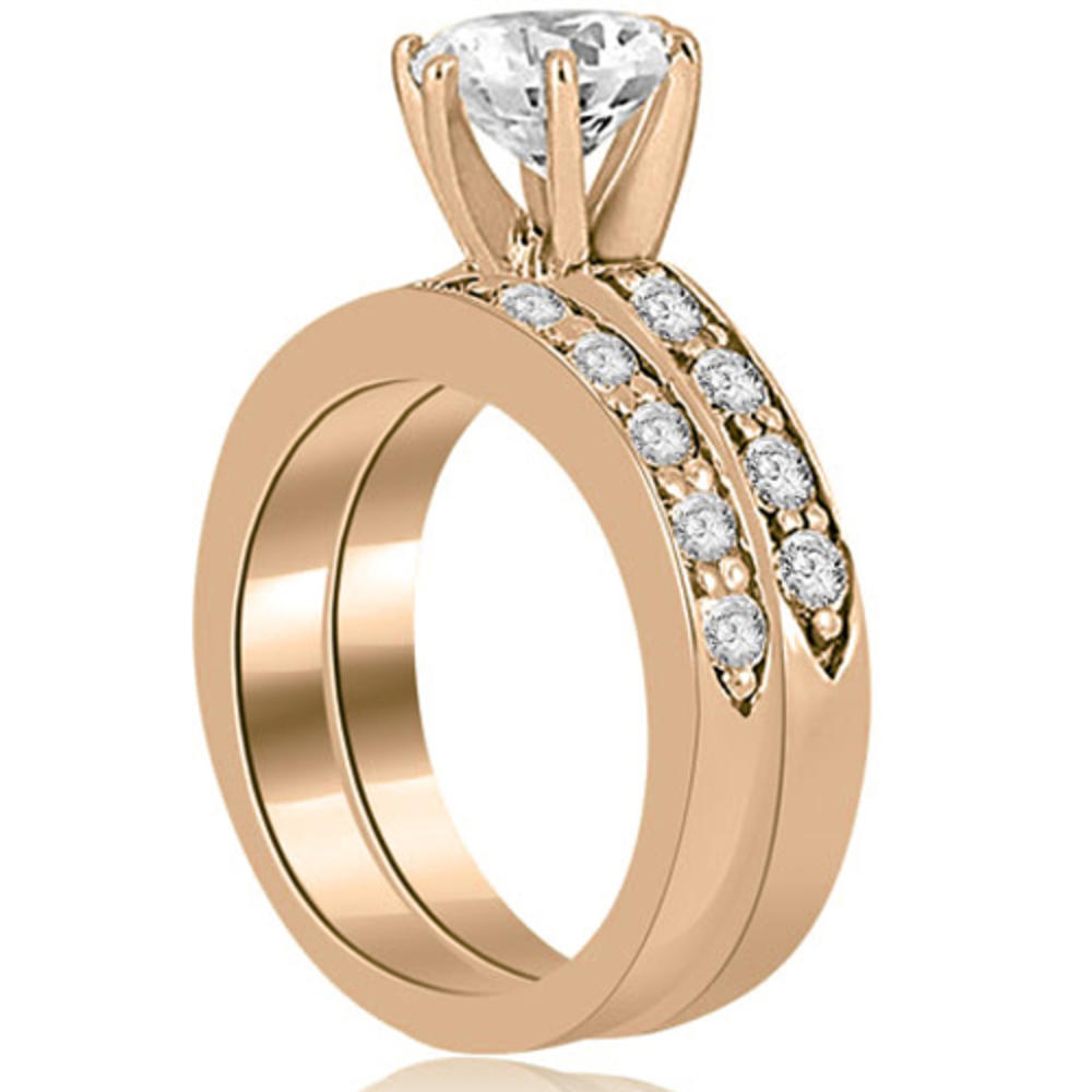 1.95 cttw. 14K Rose Gold Round Cut Diamond Engagement Matching Set (I1, H-I)