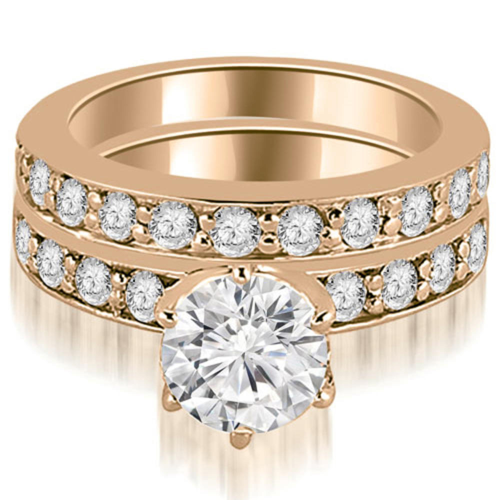 1.40 Cttw Round Cut 14K Rose Gold Diamond Bridal Set