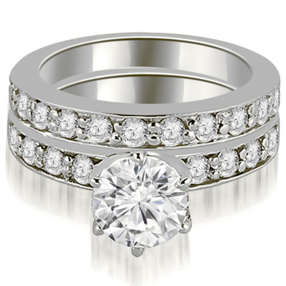 1.95 cttw Round-Cut 14k White Gold Diamond Engagement Ring Set