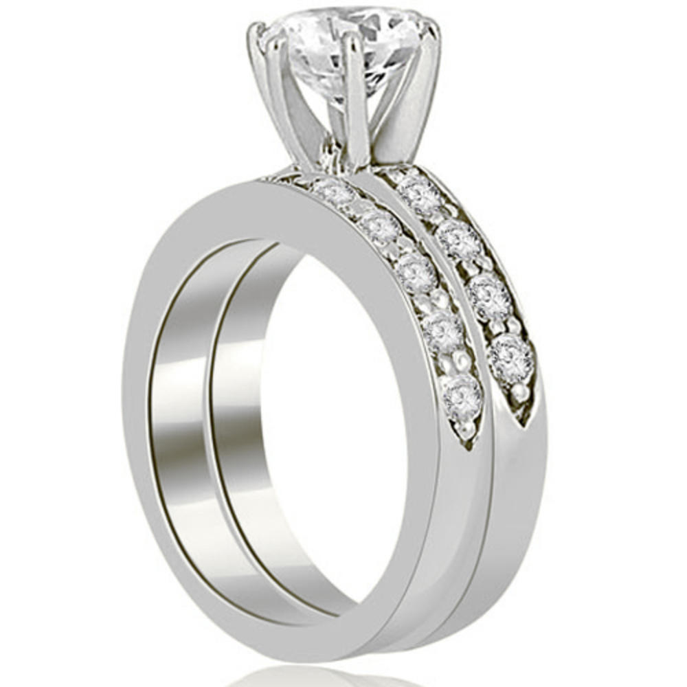 1.30 Cttw Round Cut 18k White Gold Diamond Bridal Set