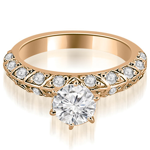 0.95 Cttw Round-Cut 14K Rose Gold Diamond Engagement Ring