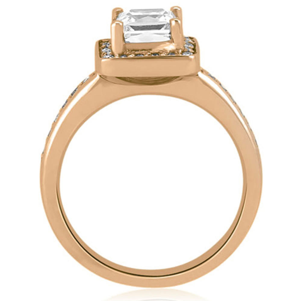 14K Rose Gold 0.65 cttw Halo Princess and Round Cut Diamond Engagement Ring (I1, H-I)