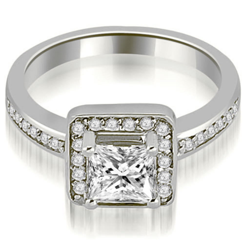 0.65 Cttw Princes and Round-Cut 14K White Gold Diamond Engagement Ring
