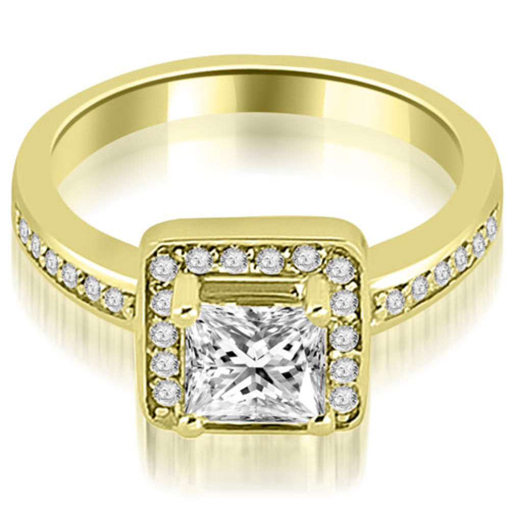14K Yellow Gold 0.65 cttw Halo Princess and Round Cut Diamond Engagement Ring (I1, H-I)