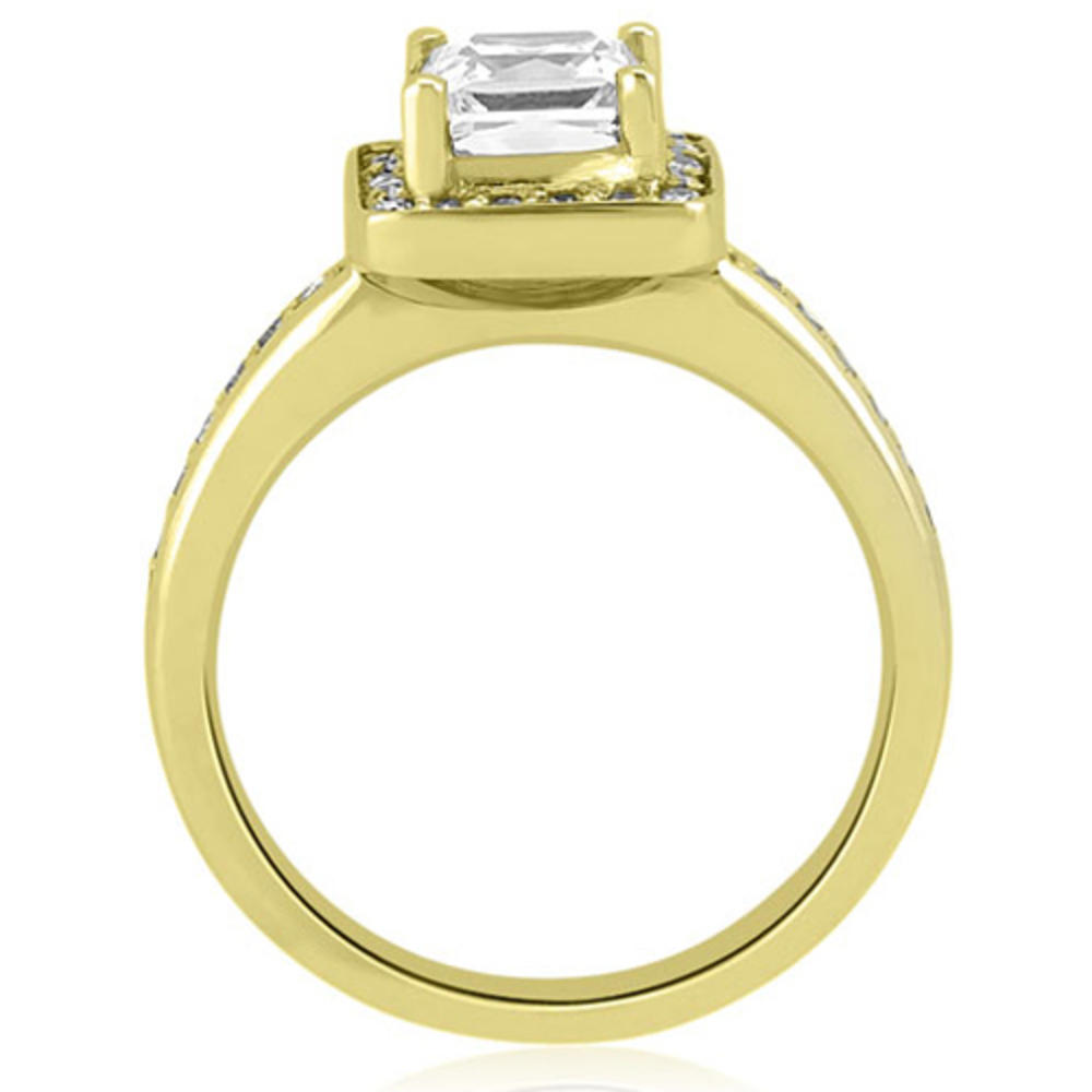 14K Yellow Gold 0.65 cttw Halo Princess and Round Cut Diamond Engagement Ring (I1, H-I)