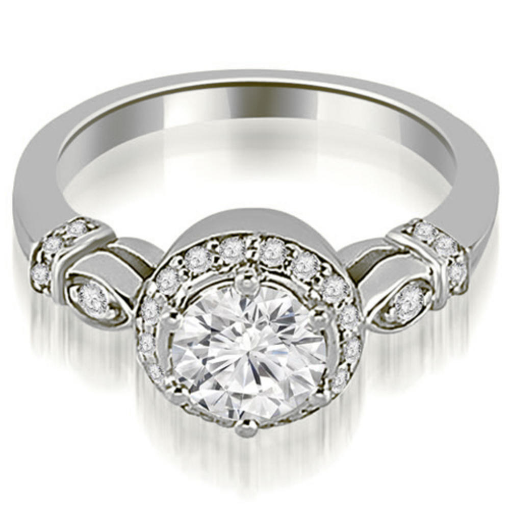 1.27 Cttw Round Cut 14K White Gold Diamond Engagement Ring Set