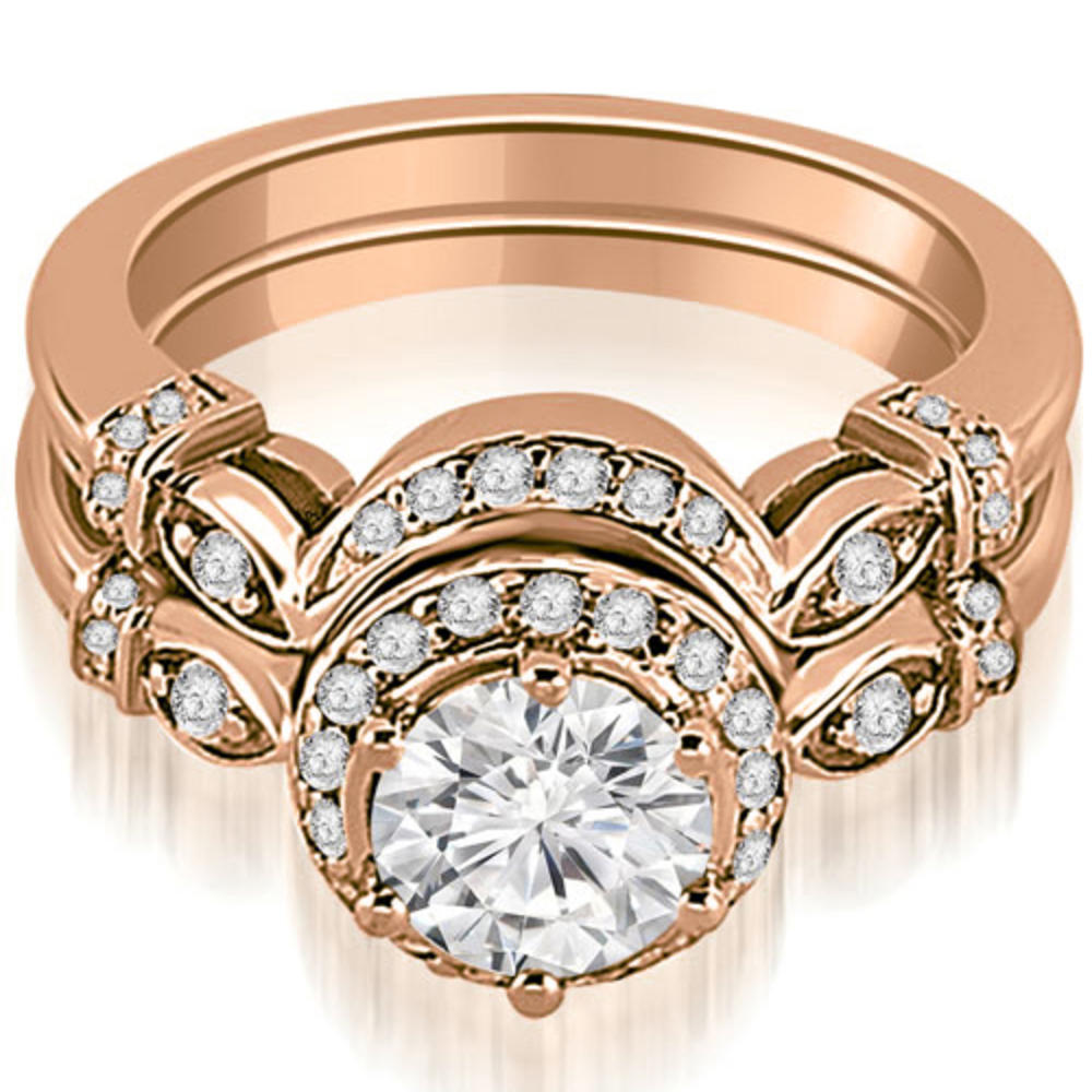 1.02 Cttw Round Cut 18K Rose Gold Diamond Engagement Set