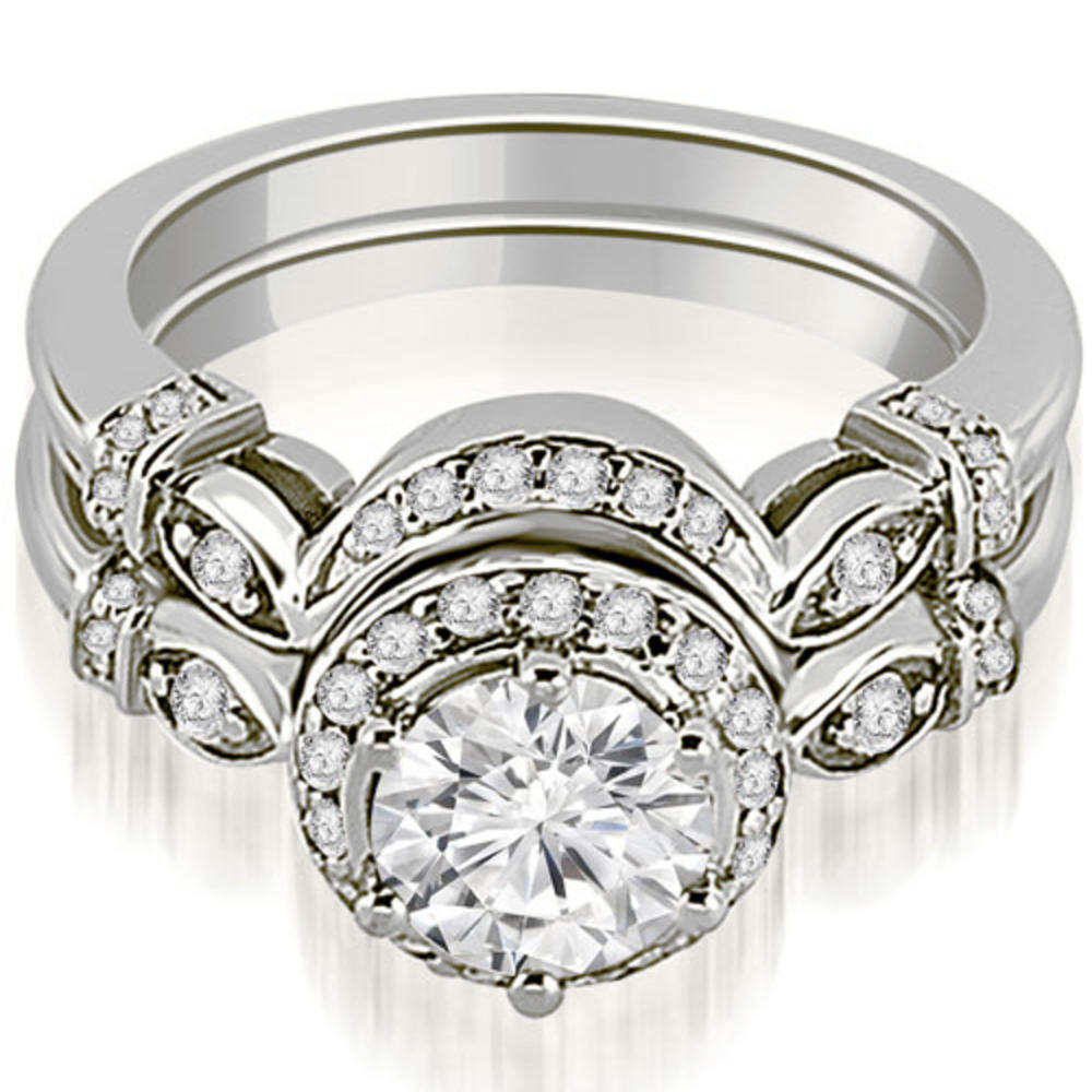 1.02 Cttw Round Cut 18k White Gold Diamond Bridal Set