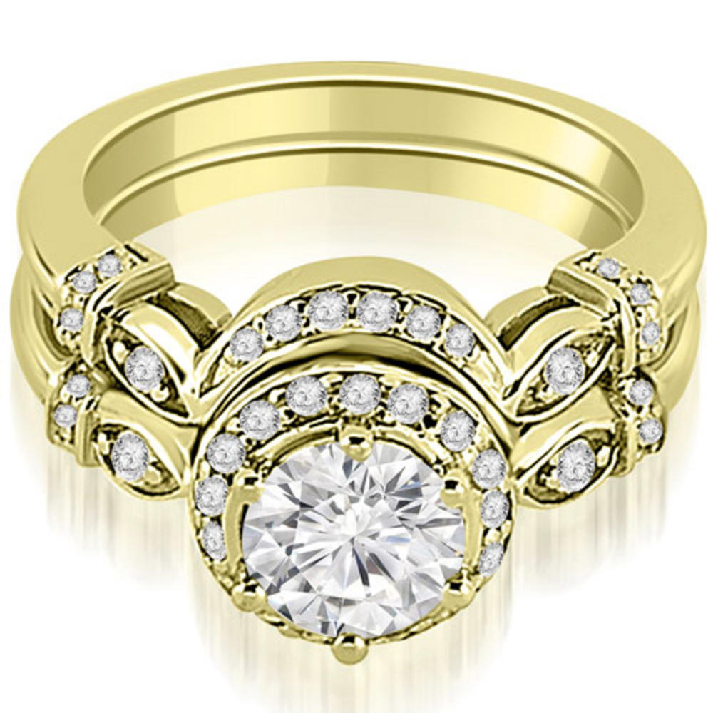 1.27 Cttw Round-Cut 18K Yellow Gold Diamond Engagement Ring Set