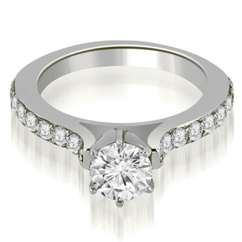 0.90 Cttw. Round Cut 14K White Gold Diamond Engagement Ring