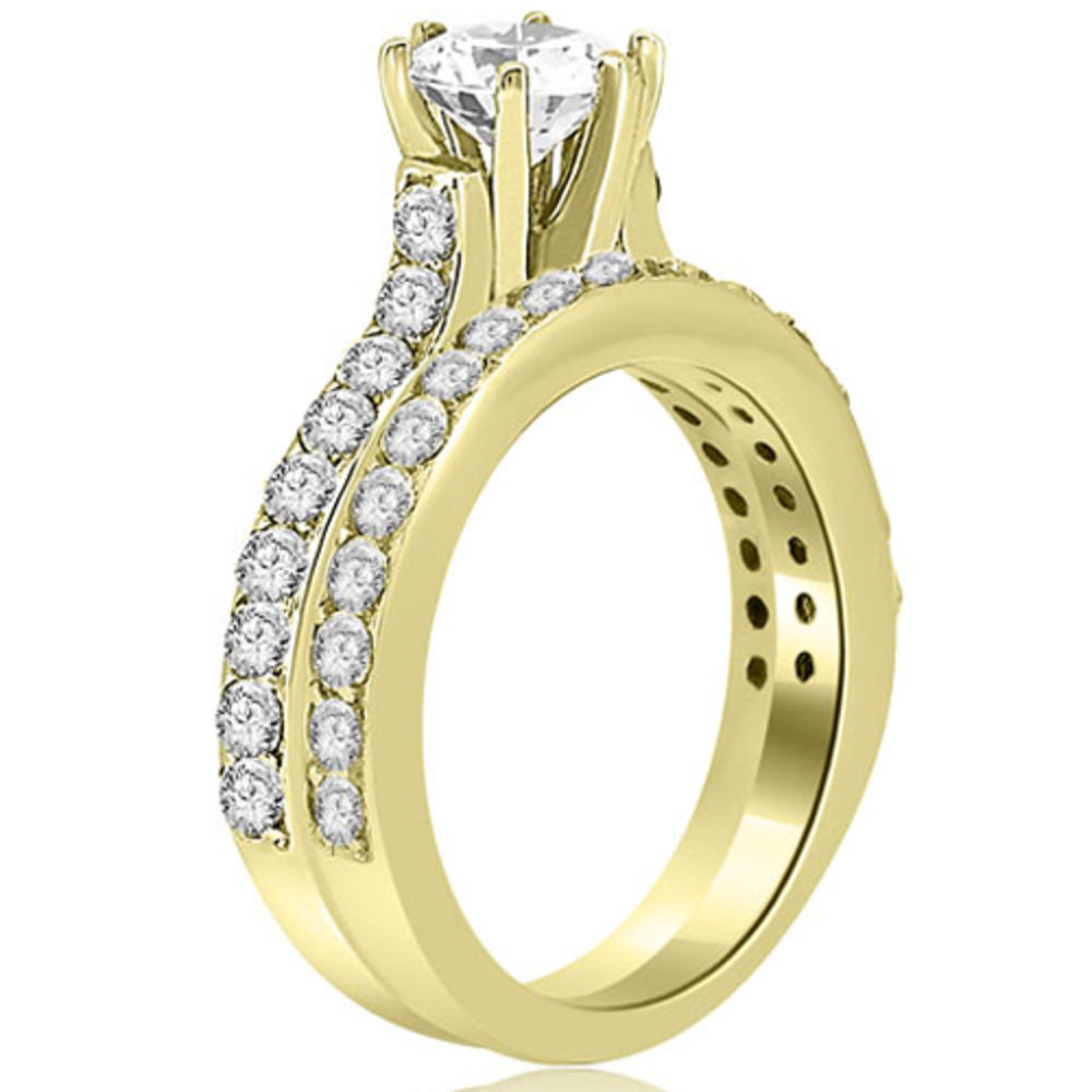 1.50 Cttw 14K Yellow Gold Round Cut Diamond Bridal Set