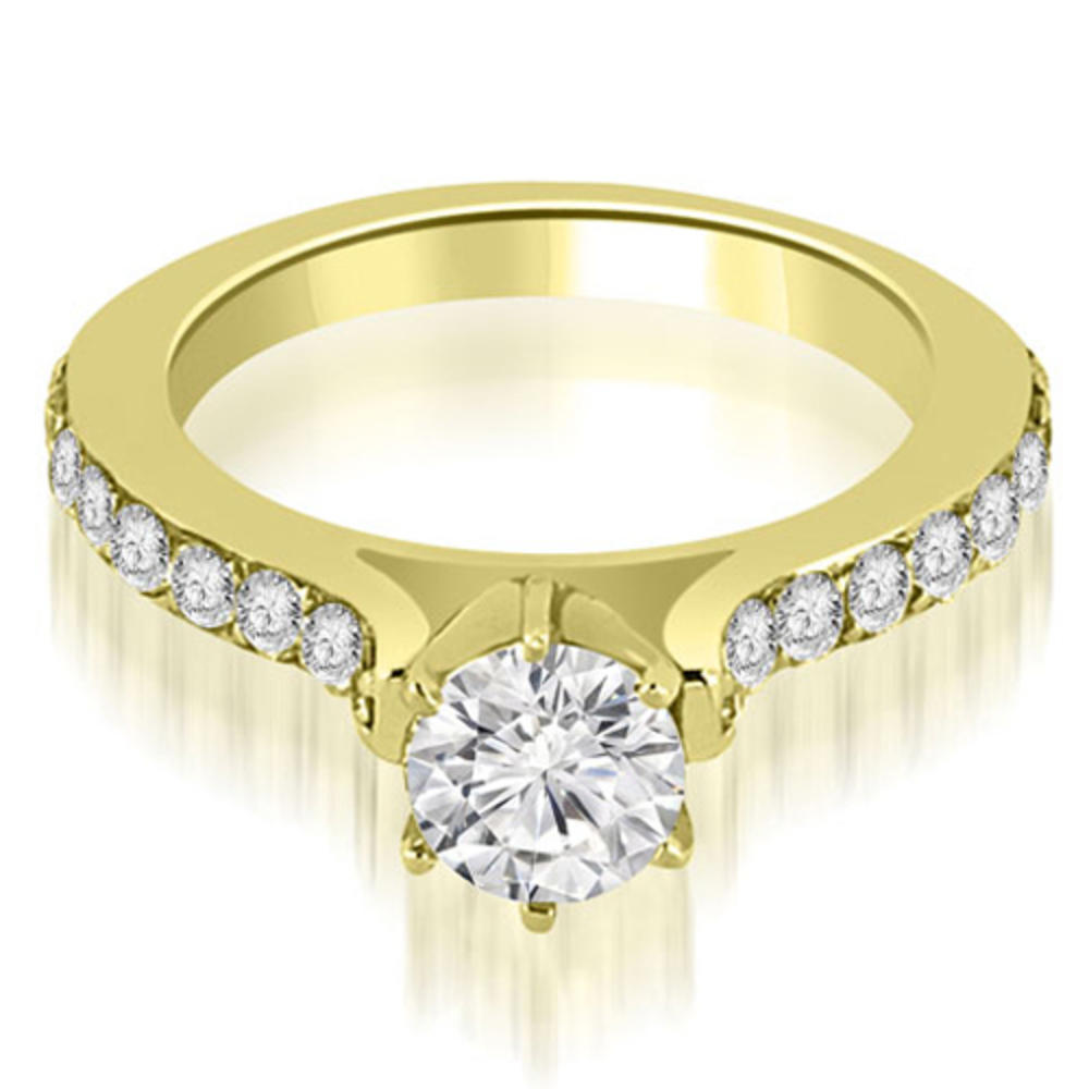 0.90 Cttw Round Cut 14k Yellow Gold Diamond Engagement Ring