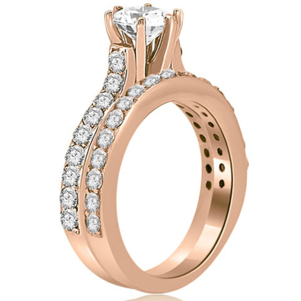 2.15 Cttw Round-Cut 18K Rose Gold Diamond Engagement Set