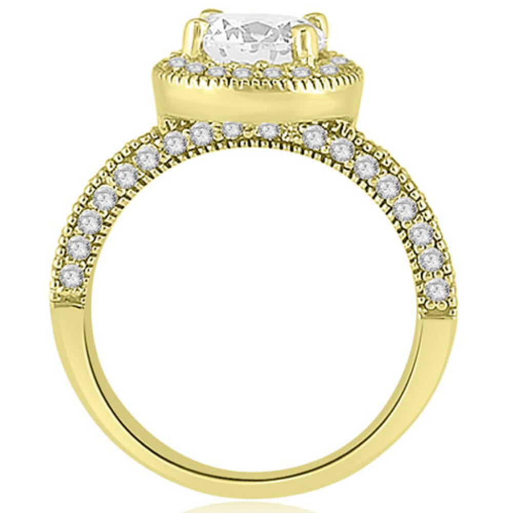 1.60 cttw. 14K Yellow Gold Halo Round Cut Diamond Bridal Set (I1, H-I)