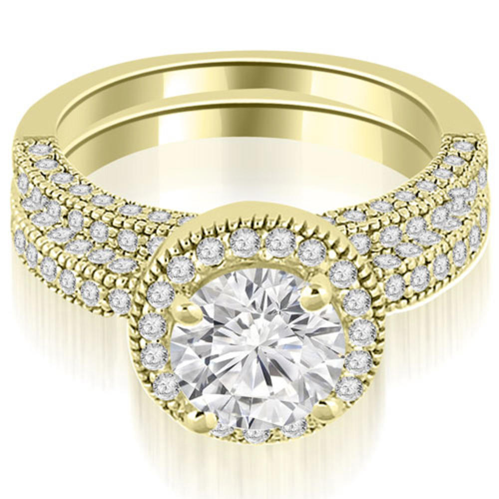 1.60 cttw Round-Cut 18k Yellow Gold Diamond Engagement Set