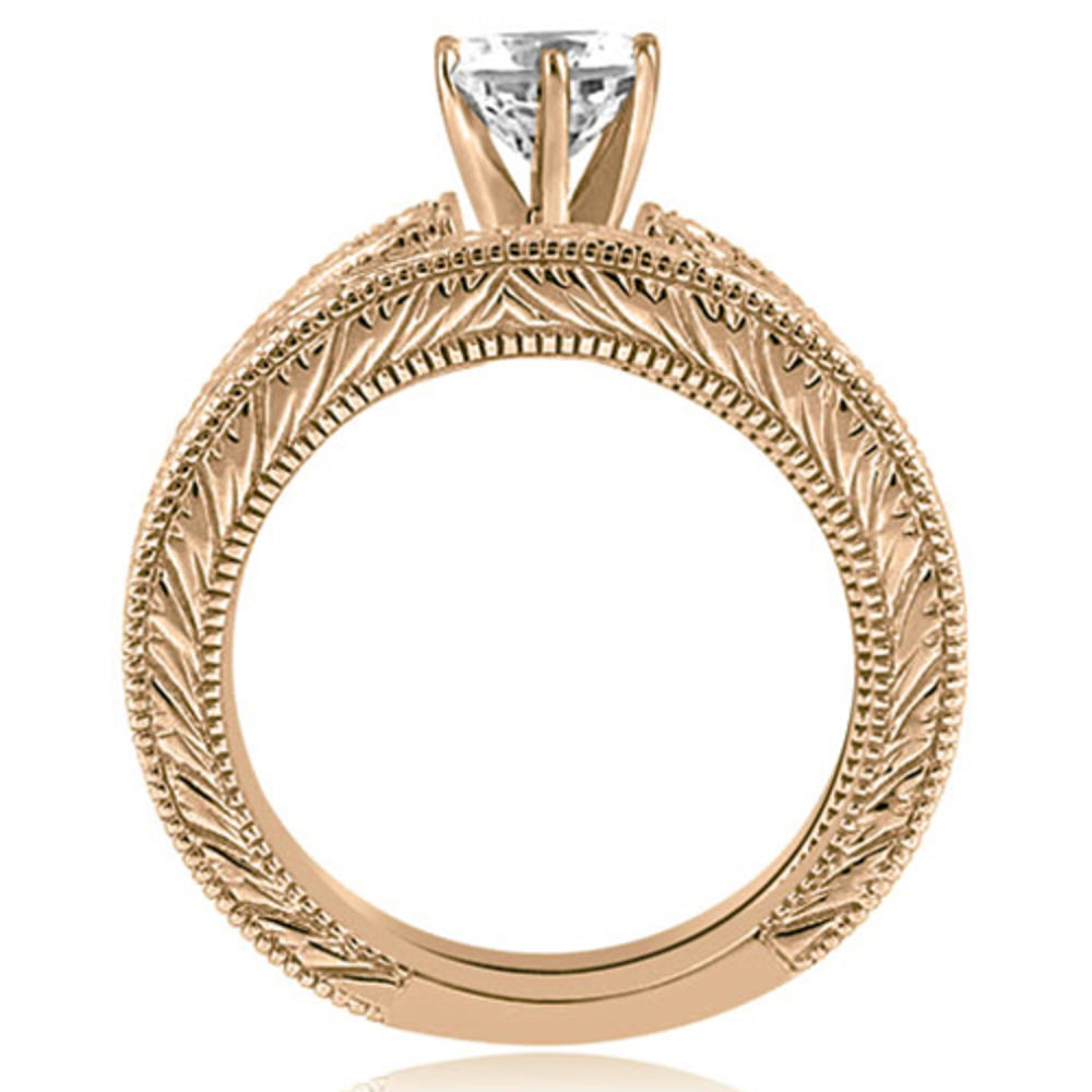 0.75 Carat Round Cut 14k Rose Gold Diamond Engagement Ring Set