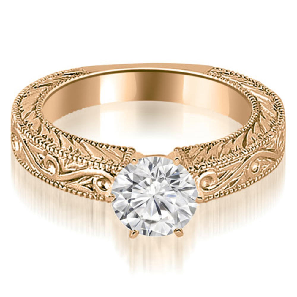 0.75 Carat Round Cut 14k Rose Gold Diamond Engagement Ring Set