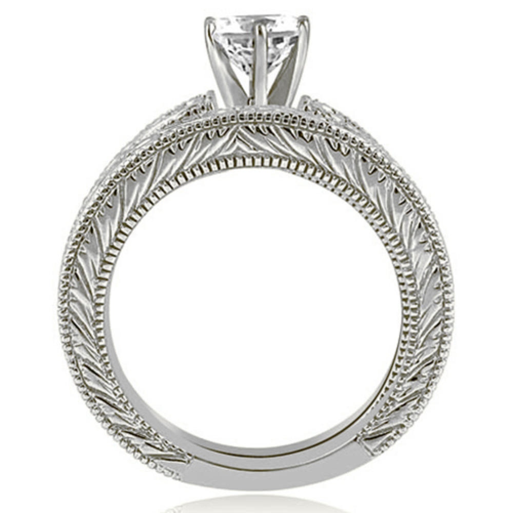 0.75 cttw. 14K White Gold Antique Round Cut Diamond Bridal Set (I1, H-I)