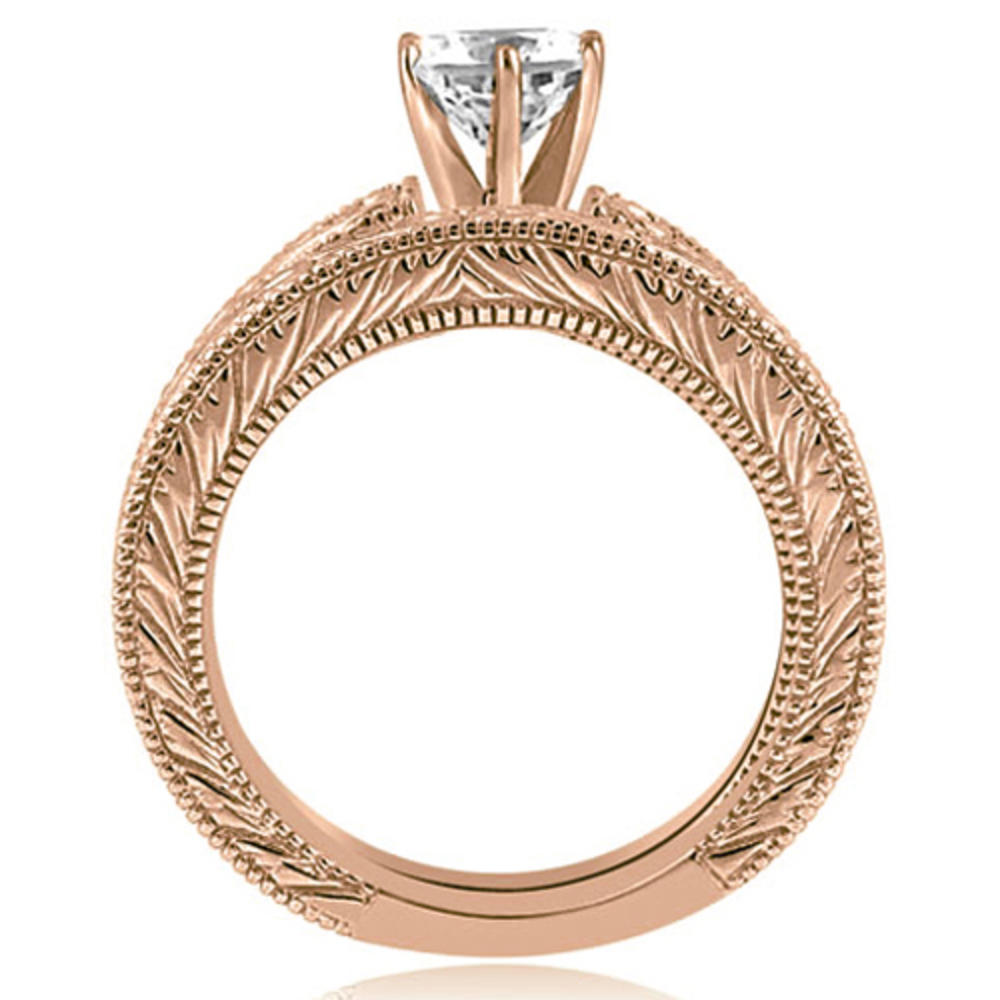 0.50 cttw. 18K Rose Gold Antique Round Cut Diamond Bridal Set (I1, H-I)