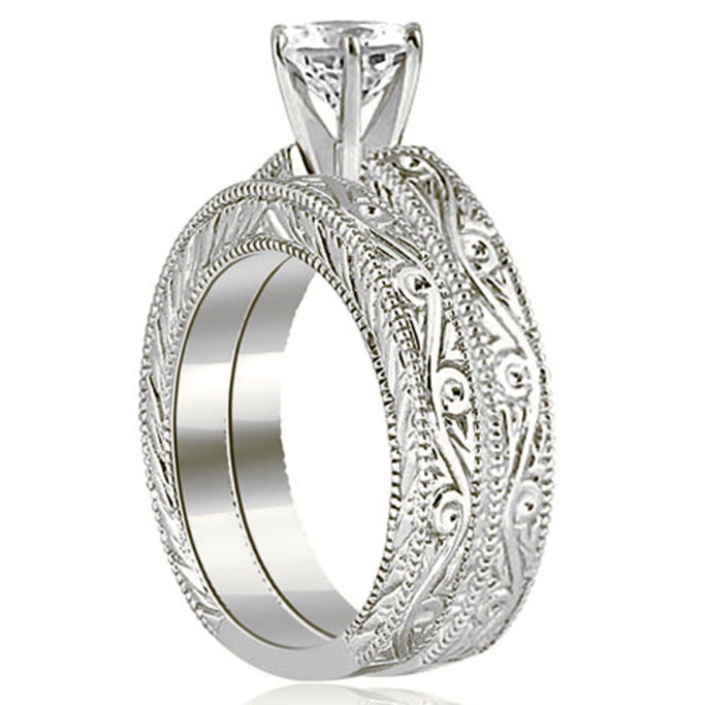0.75 Cttw Round Cut 18k White Gold Diamond Bridal Set
