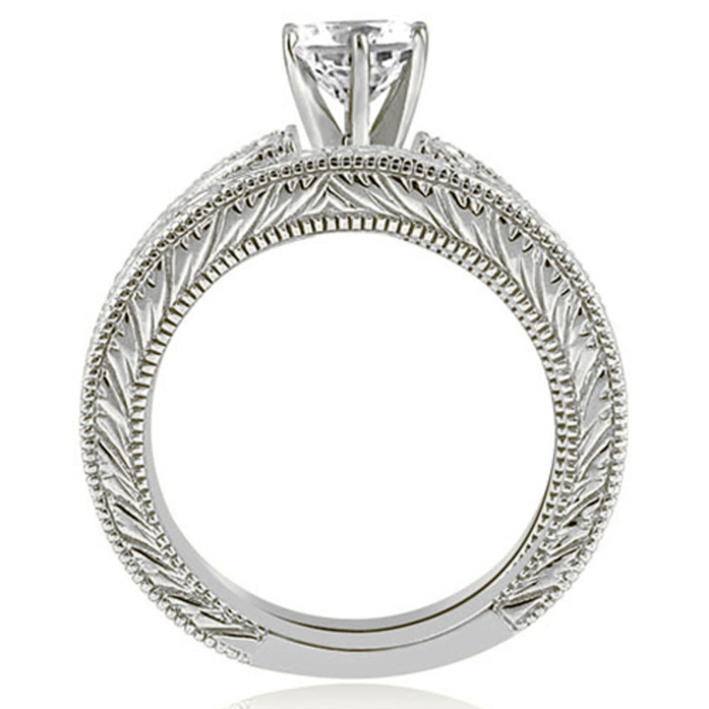 0.50 cttw. 18K White Gold Antique Round Cut Diamond Bridal Set (I1, H-I)
