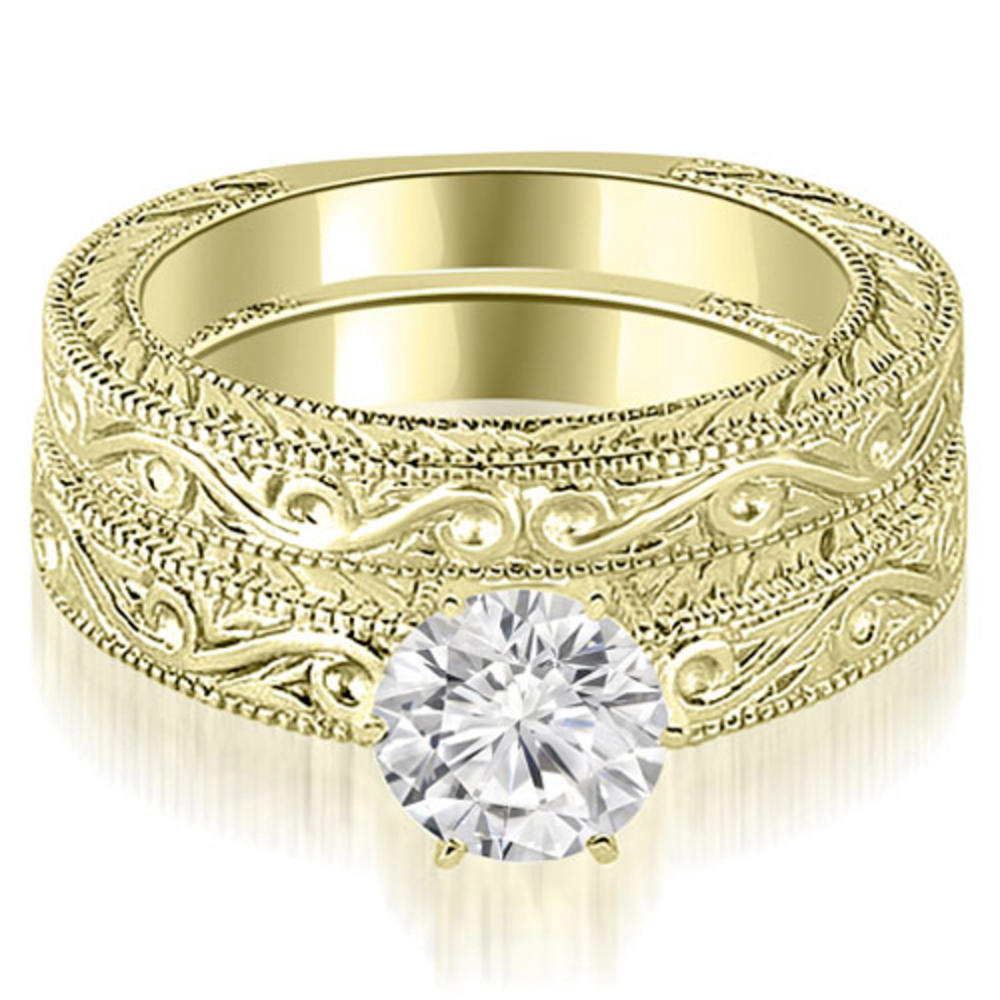 0.50 cttw. 18K Yellow Gold Antique Round Cut Diamond Bridal Set (I1, H-I)