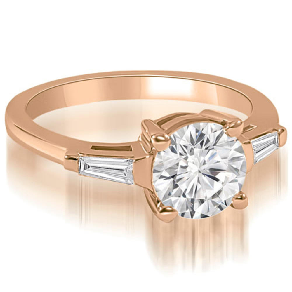 0.80 Cttw Round and Baguette Cut 14K Rose Gold Diamond Bridal Set