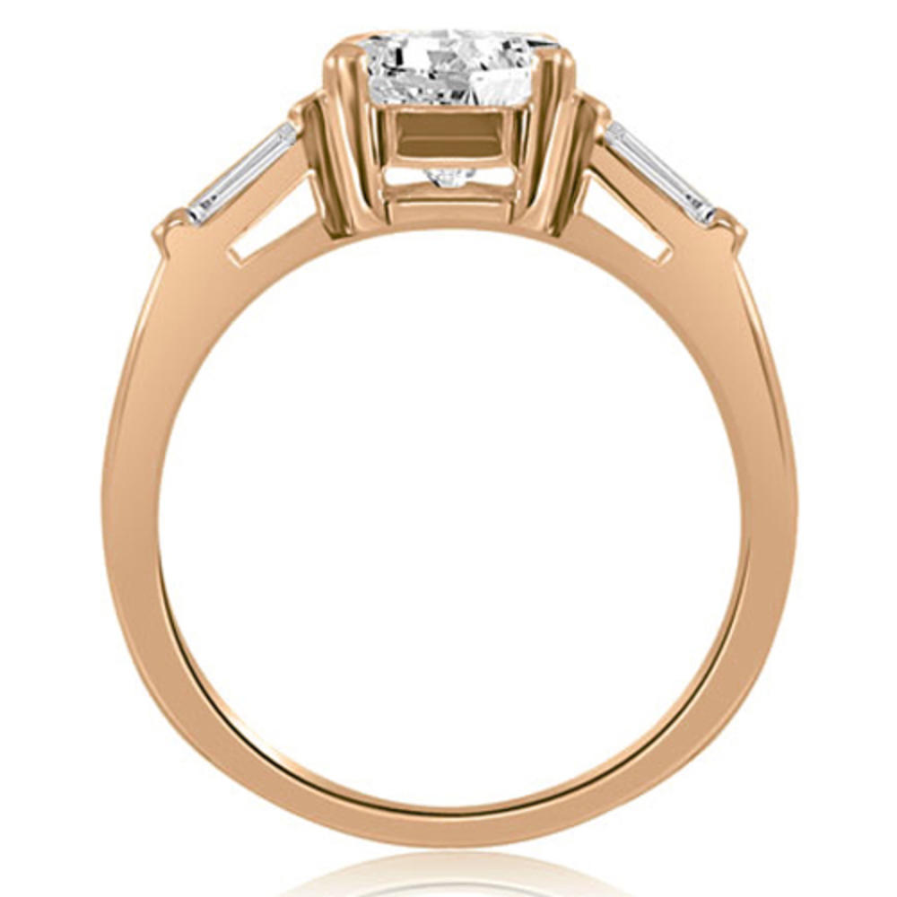 0.60 Cttw Round- and Baguette-Cut 14k Rose Gold Diamond Engagement Ring