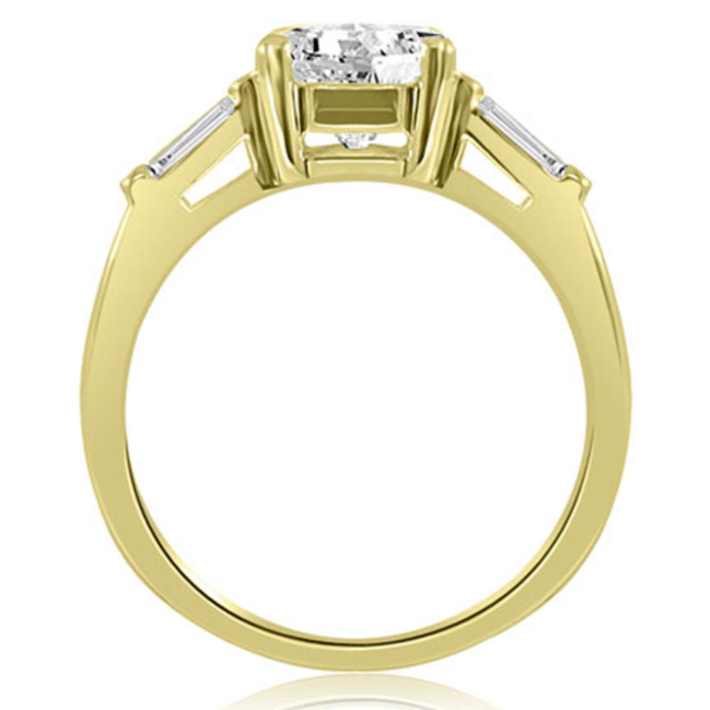 1.05 cttw. 14K Yellow Gold Round Baguette Cut Three Stone Diamond Bridal Set (I1, H-I)