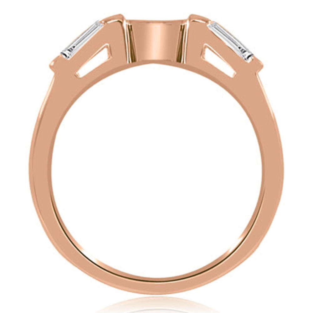 0.80 Cttw Round Baguette Cut 18K Rose Gold Diamond Bridal Set