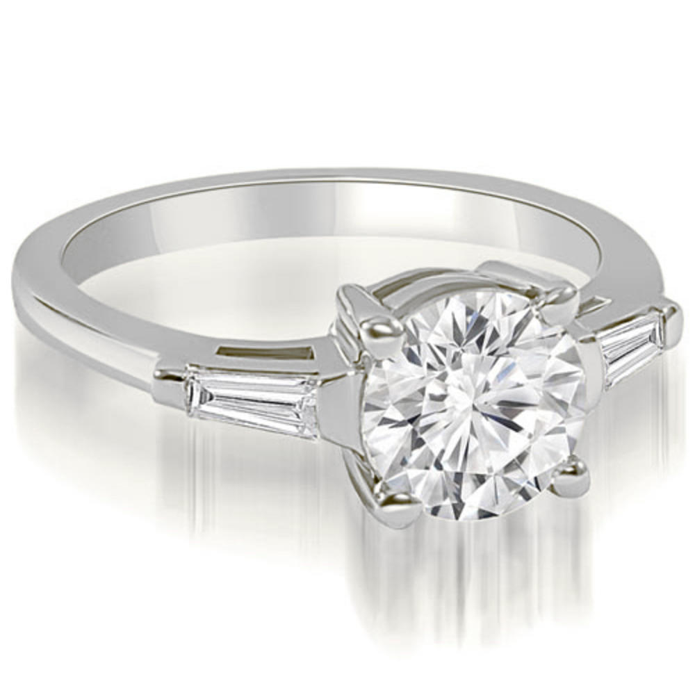 0.75 cttw. 18K White Gold Round Baguette Cut Three Stone Diamond Bridal Set (I1, H-I)