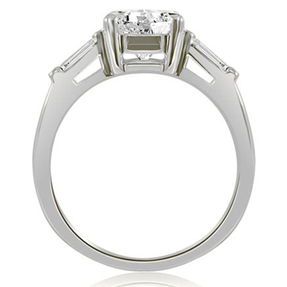 1.05 cttw. 18K White Gold Round Baguette Cut Three Stone Diamond Bridal Set (I1, H-I)