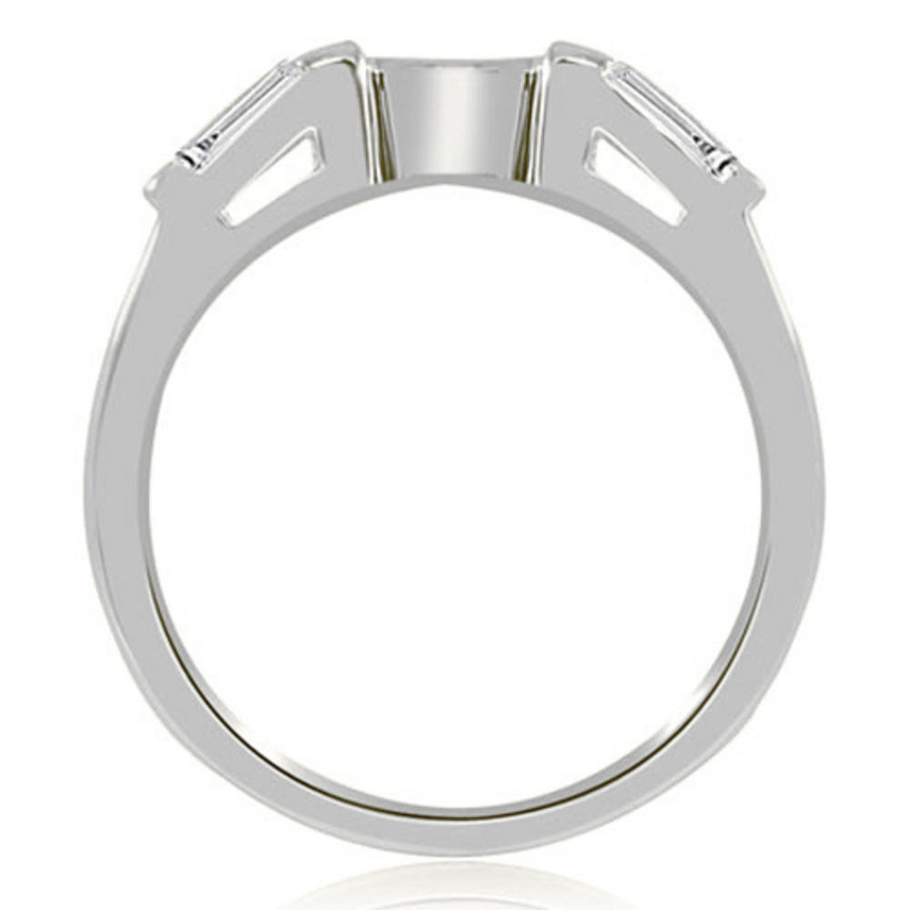 18K White Gold 0.15 cttw  Curve Bar Set Baguette Diamond Wedding Ring (I1, H-I)