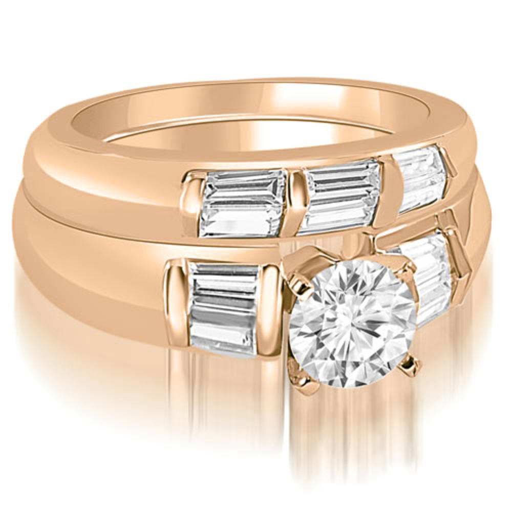 1.85 cttw. 14K Rose Gold Round And Baguette Cut Diamond Bridal Set (I1, H-I)