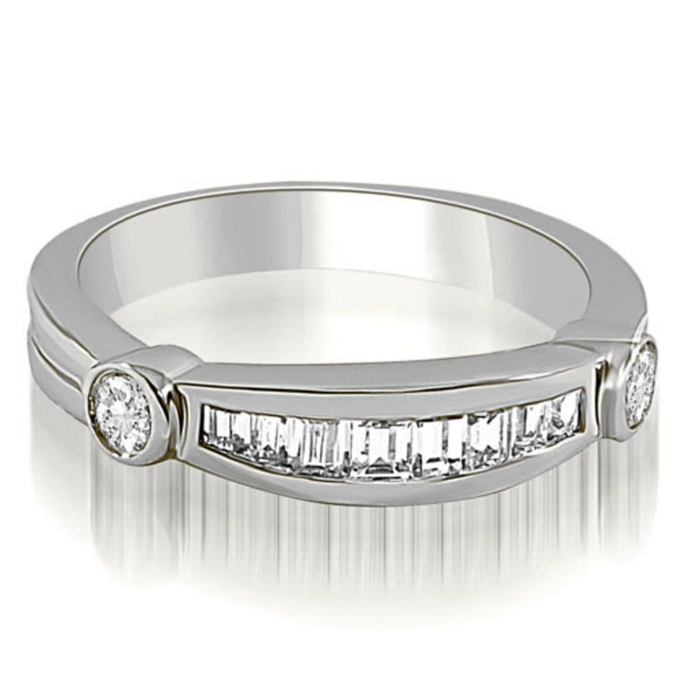 0.60 Cttw Baguette and Round Cut 14K White Gold Diamond Wedding Band