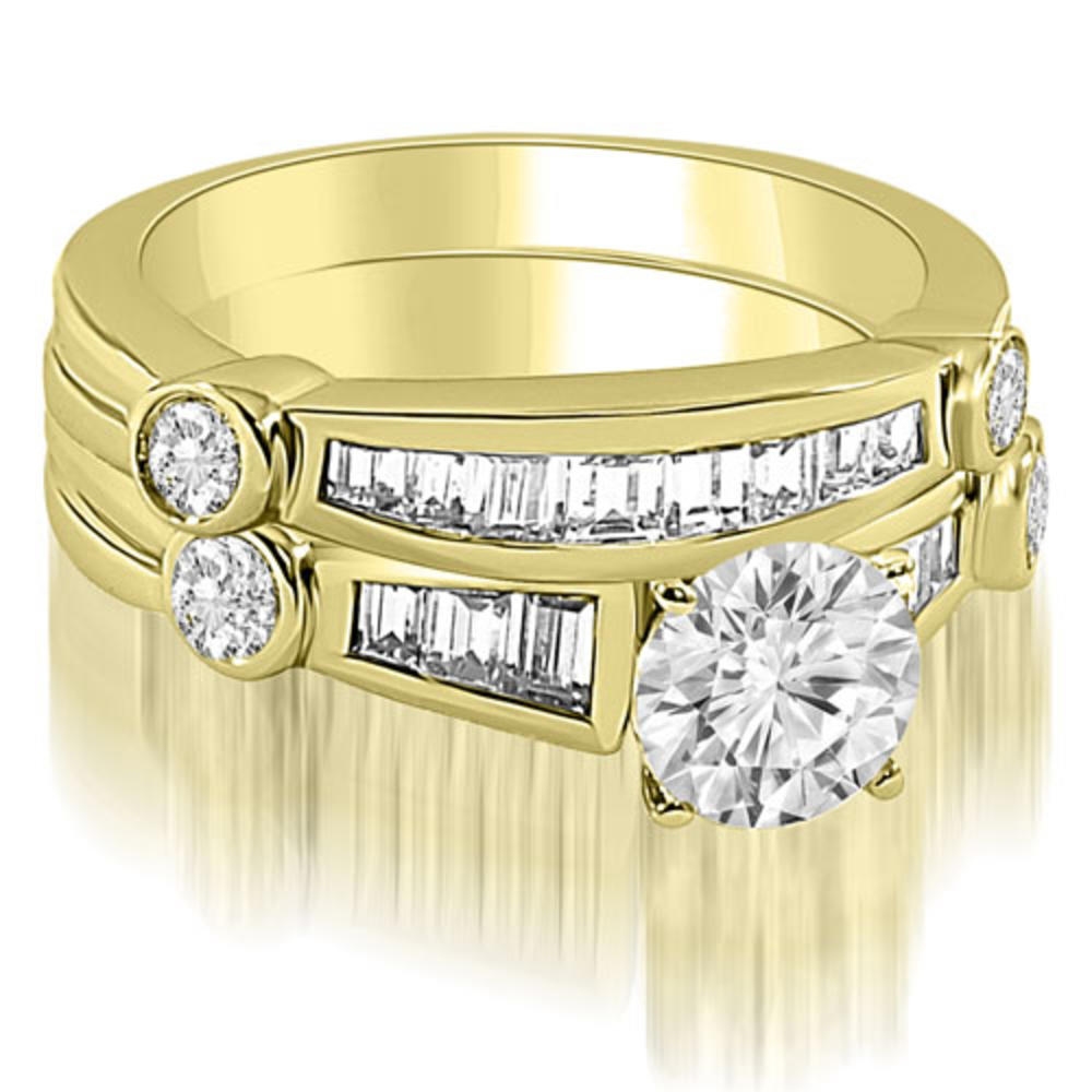 2.30 Cttw. Round and Baguette Cut 14K Yellow Gold Bridal Set