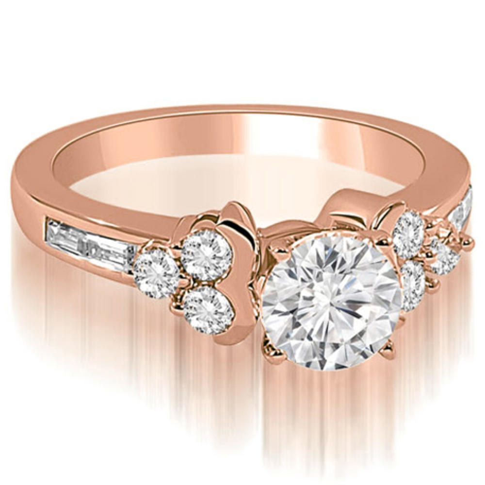 1.70 Cttw Baguette and Round Cut 18K Rose Gold Diamond Engagement Set