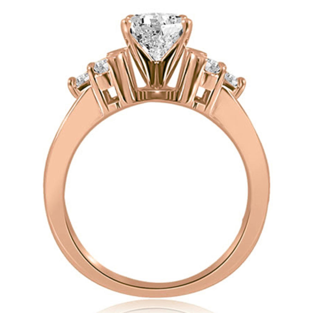 1.70 Cttw Baguette and Round Cut 18K Rose Gold Diamond Engagement Set