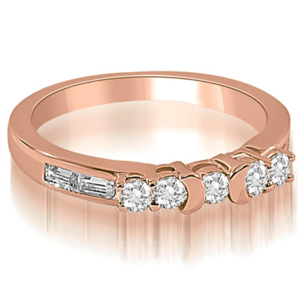 1.75 Cttw. Round and Baguette Cut 18K Rose Gold Diamond Bridal Set